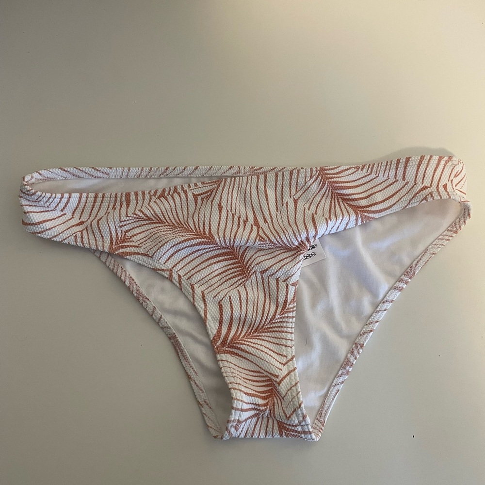 Roxy White and Orange Patterned Bikini Bottom